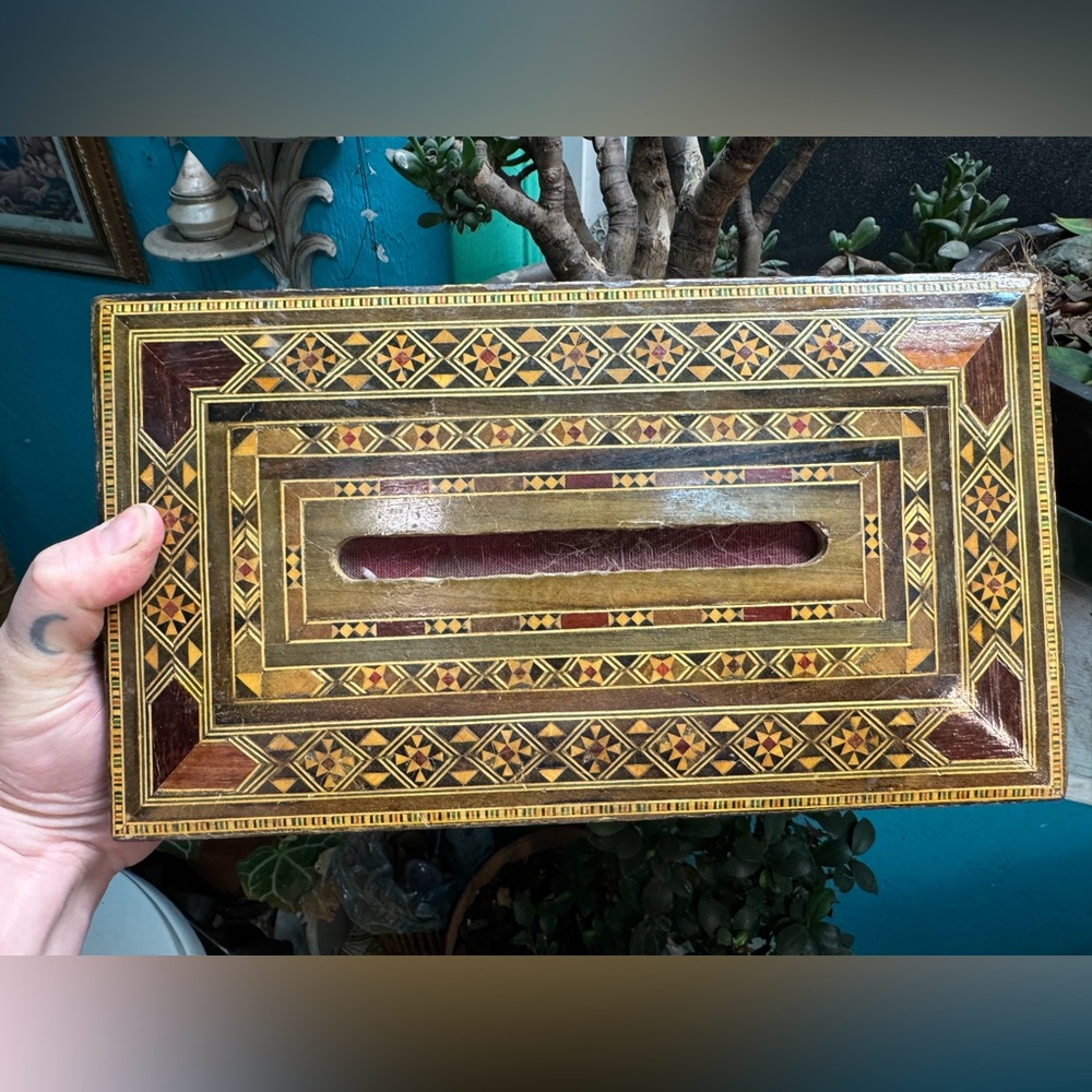 Vintage Damascus Syrian Mosaic Napkin Tissue Jewelry Box